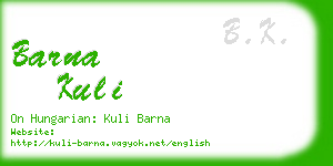 barna kuli business card